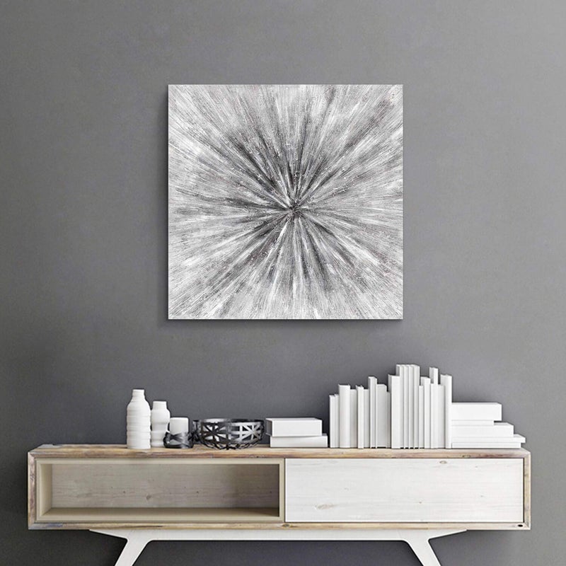 UTOP-art Abstract Painting Canvas Wall Art: Gray Artwork Hand Painted Picture for Office (24'' x 24'' x 1 Panel) - Image 3